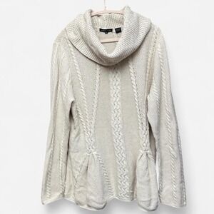 Jeanne Pierre Chucky Knit Cowl Neck Tunic Sweater Womens M Causal Comfort **